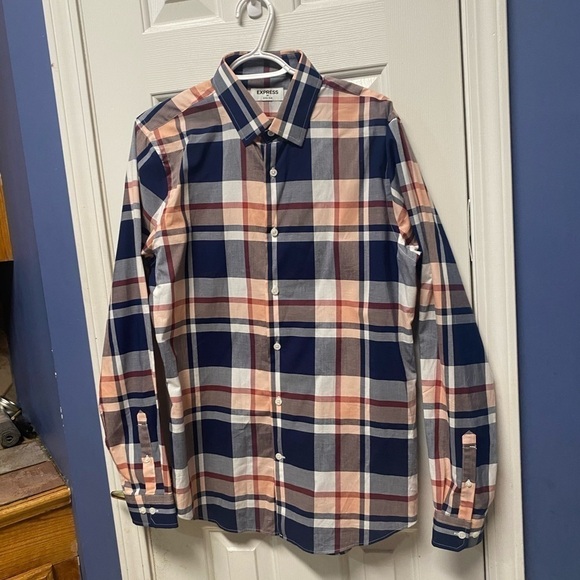 Express men extra Slim collared button up long sleeve shirt size M - Picture 2 of 6